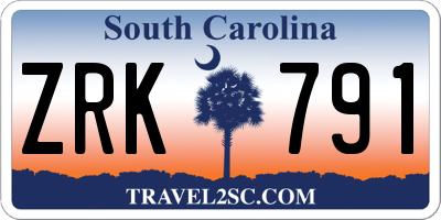 SC license plate ZRK791