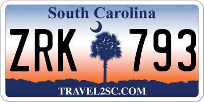 SC license plate ZRK793