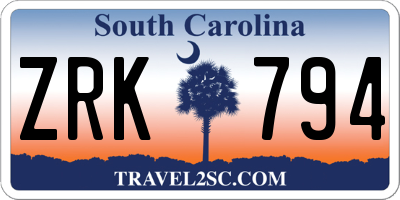 SC license plate ZRK794