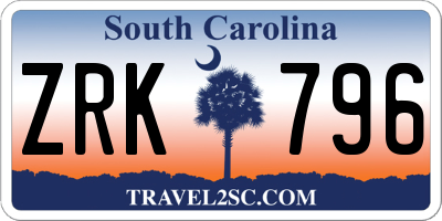 SC license plate ZRK796