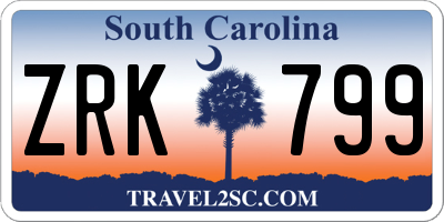 SC license plate ZRK799