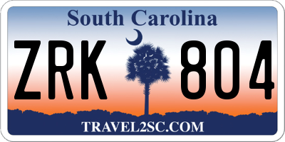 SC license plate ZRK804