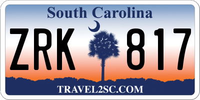 SC license plate ZRK817