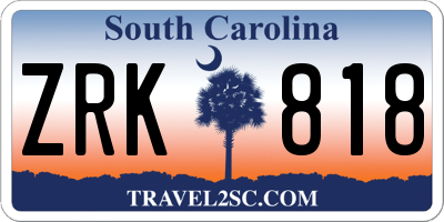 SC license plate ZRK818