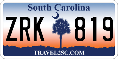 SC license plate ZRK819