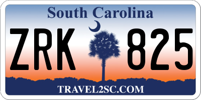 SC license plate ZRK825