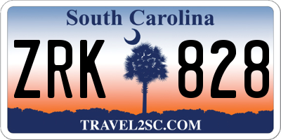 SC license plate ZRK828