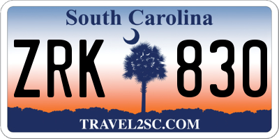 SC license plate ZRK830