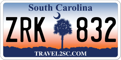 SC license plate ZRK832