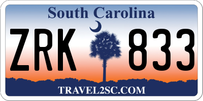 SC license plate ZRK833