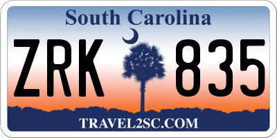 SC license plate ZRK835