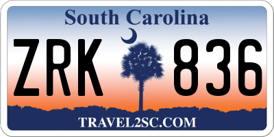 SC license plate ZRK836