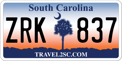 SC license plate ZRK837