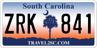 SC license plate ZRK841