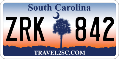 SC license plate ZRK842