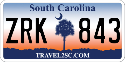 SC license plate ZRK843