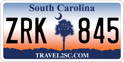 SC license plate ZRK845
