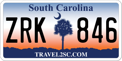 SC license plate ZRK846