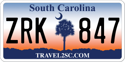 SC license plate ZRK847