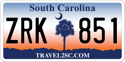 SC license plate ZRK851