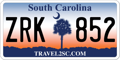 SC license plate ZRK852