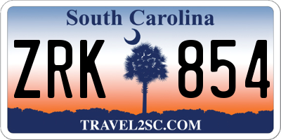 SC license plate ZRK854