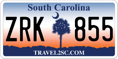 SC license plate ZRK855