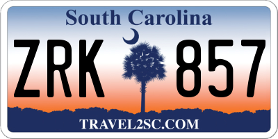 SC license plate ZRK857