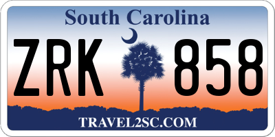 SC license plate ZRK858