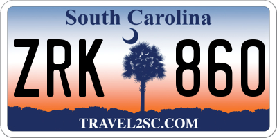 SC license plate ZRK860