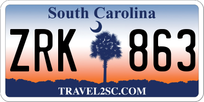 SC license plate ZRK863