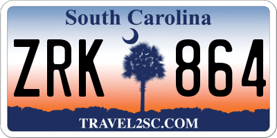 SC license plate ZRK864
