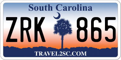 SC license plate ZRK865