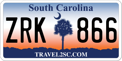 SC license plate ZRK866