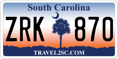 SC license plate ZRK870