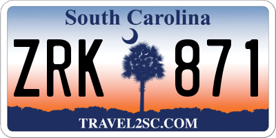 SC license plate ZRK871