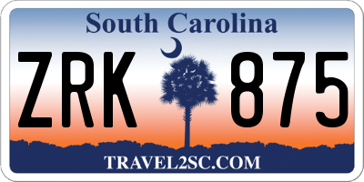 SC license plate ZRK875