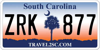 SC license plate ZRK877