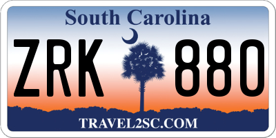 SC license plate ZRK880