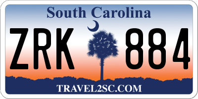 SC license plate ZRK884