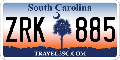 SC license plate ZRK885