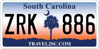 SC license plate ZRK886