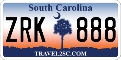 SC license plate ZRK888