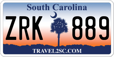 SC license plate ZRK889