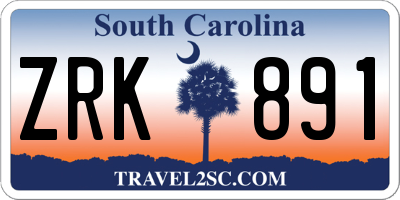SC license plate ZRK891