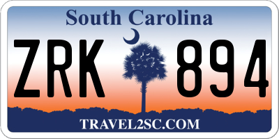 SC license plate ZRK894