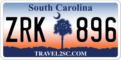 SC license plate ZRK896