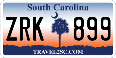 SC license plate ZRK899
