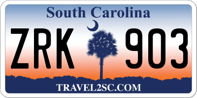 SC license plate ZRK903