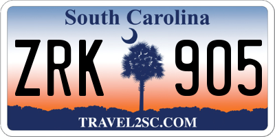 SC license plate ZRK905
